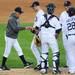 Tigers' manager Jim Leyland takes the ball from pitcher Max Scherzer as he leaves the mound during Game 4 of the ALCS against the Yankees at Comerica Park in Detroit on Thursday. 